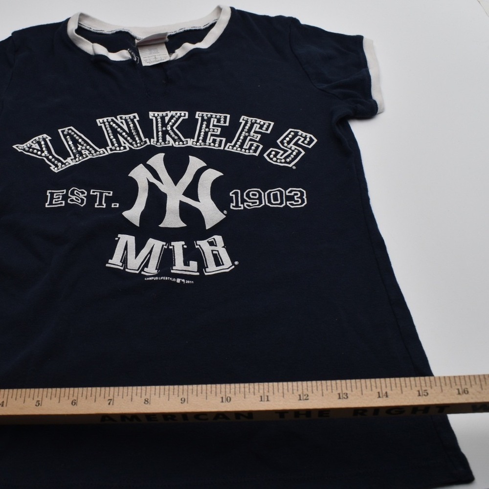 Campus Lifestyle New York Yankees Ringer T-Shirt Womens M Navy MLB 1903 - Picture 5 of 10